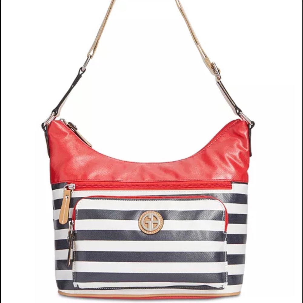 NWT GIANI BERNINI CANVAS STRIPE HOBO SHOULDER CROSSBODY